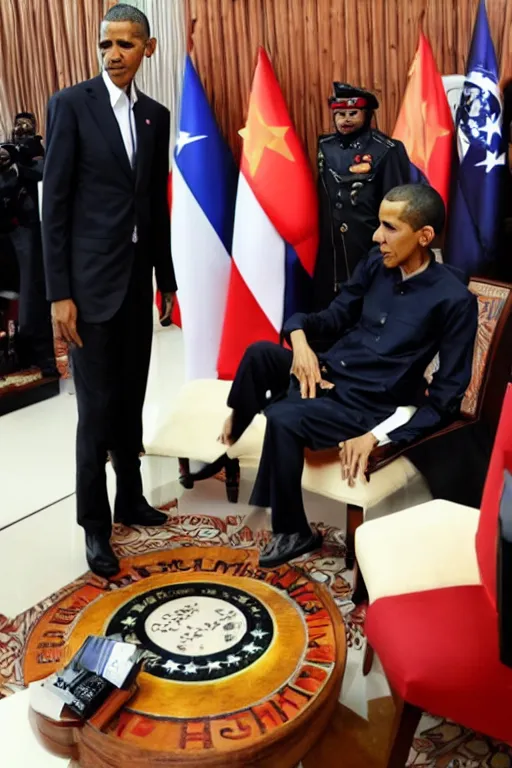 Prompt: jokowi im bathub with obama