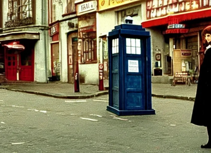 Image similar to a film still of doctor who in amelie ( 2 0 0 1 )