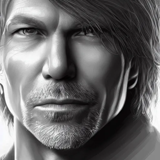 Image similar to john bon jovi portrait, intricate, highly detailed, digital painting, artstation, concept art, smooth, sharp focus, illustration, unreal engine 5, 8 k, art by artgerm and greg rutkowski and alphonse mucha