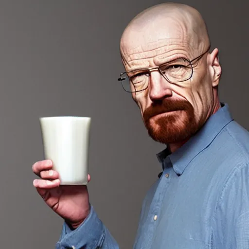 Image similar to walter white drinking milk