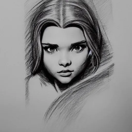 Image similar to milt kahl pencil sketch of chloe grace moretz as snow white