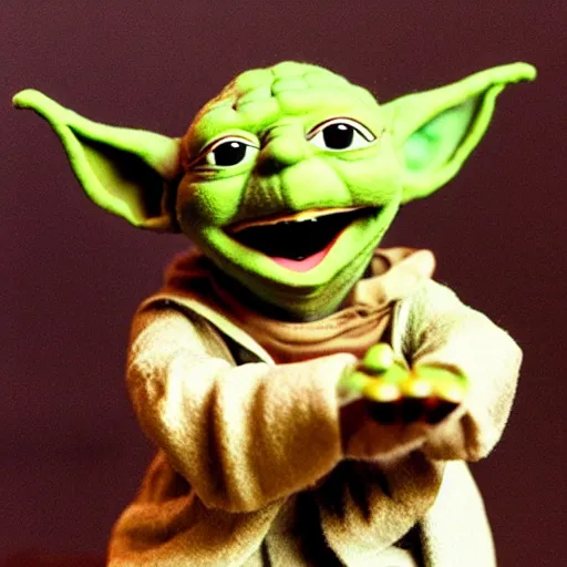 Prompt: yoda as a muppet puppet