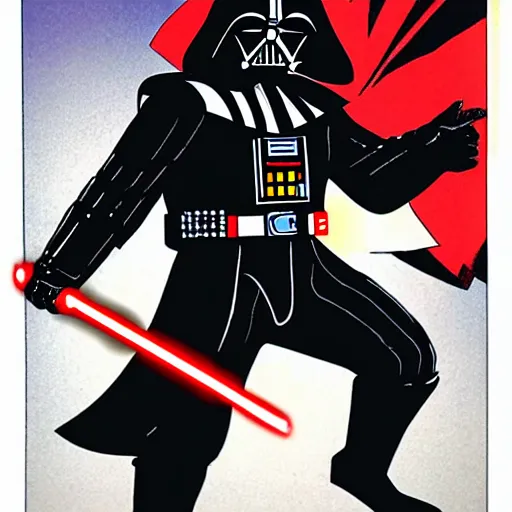 Image similar to darth vader in a strong mechanized power suit, comic book, high quality, high resolution