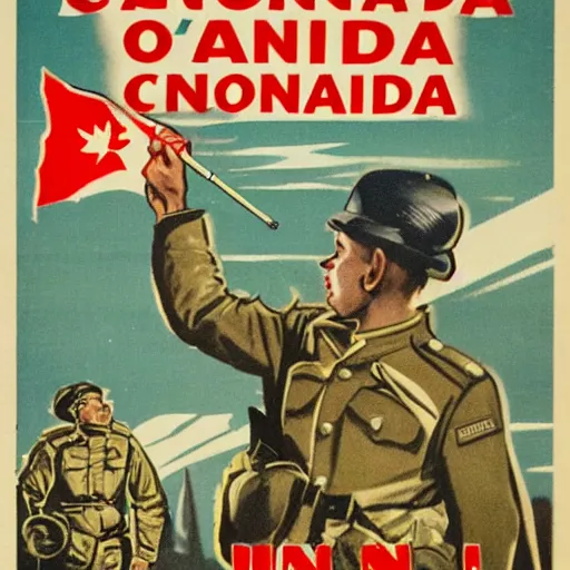 Prompt: pro - invasion of canada propaganda by the usa 1 9 5 0 s