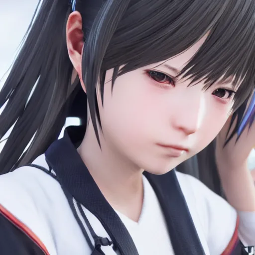 Prompt: Close-up Japanese schoolgirl in Final Fantasy game for PS4, Unreal Engine ultra settings