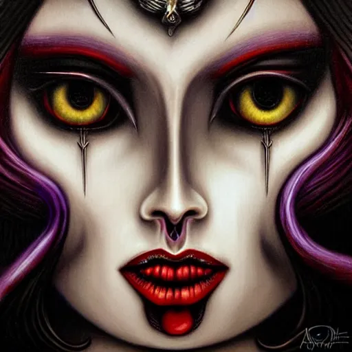 Image similar to close up portrait, goddess of death, by anne stokes, photorealism, highly detailed