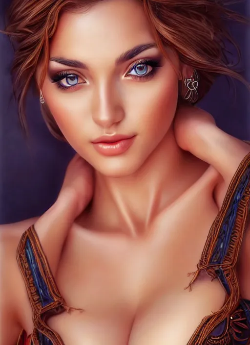 Image similar to a gorgeous greek female photo, professionally retouched, soft lighting, realistic, smooth face, full body shot, torso, dress, perfect eyes, sharp focus on eyes, 8 k, high definition, insanely detailed, intricate, elegant, art by j scott campbell and artgerm