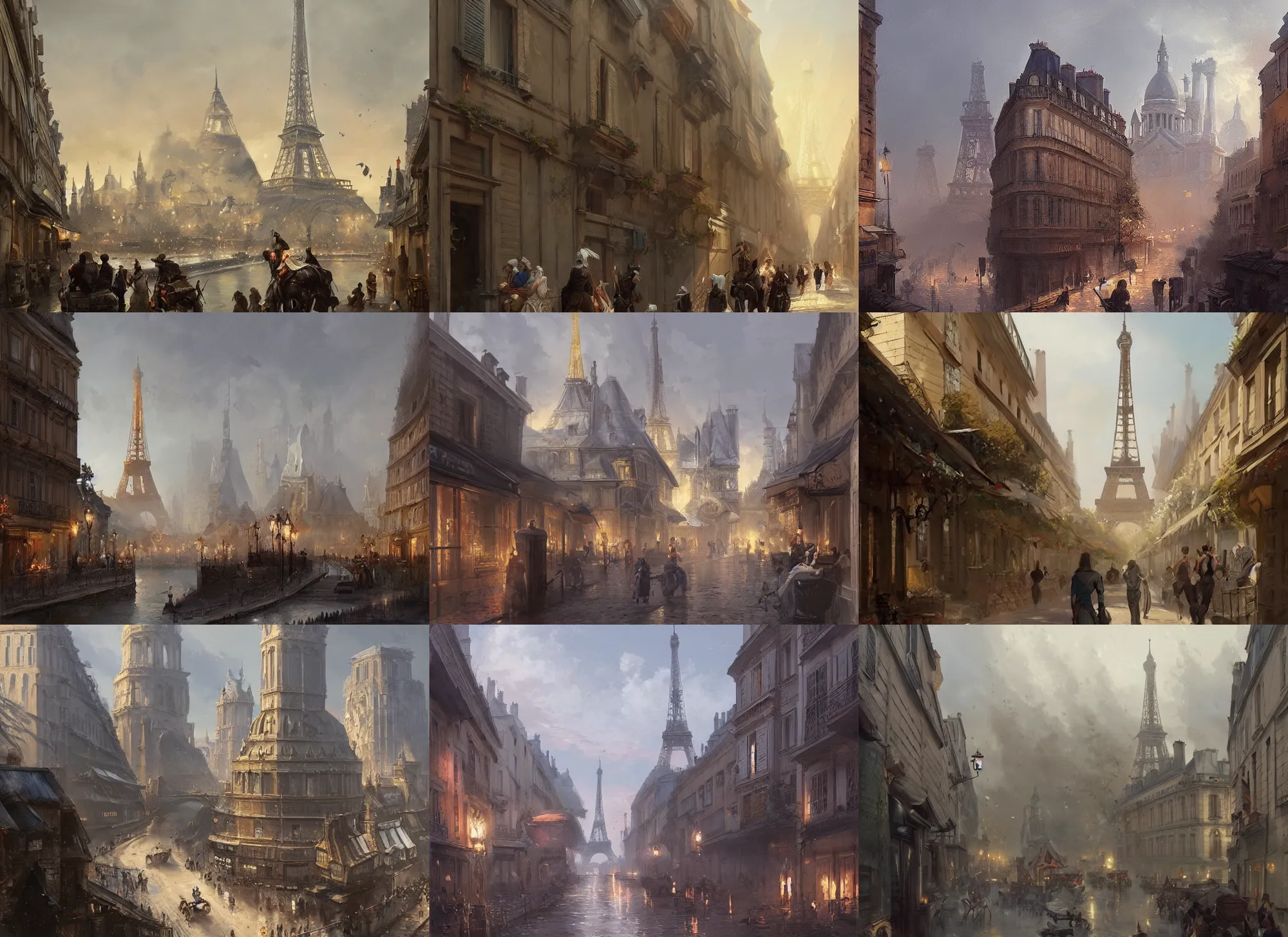 Prompt: 18th century paris, a fantasy digital painting by Greg Rutkowski and James Gurney, trending on Artstation, highly detailed