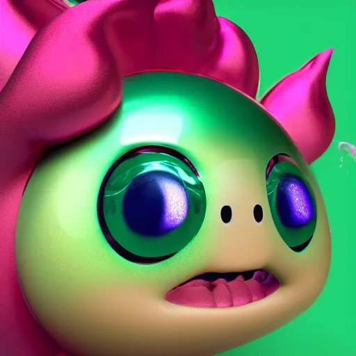 Image similar to cute fumo plush of a blob googirl, chibi monster girl, stylized shiny reflective refractive green liquid pbr material, vray