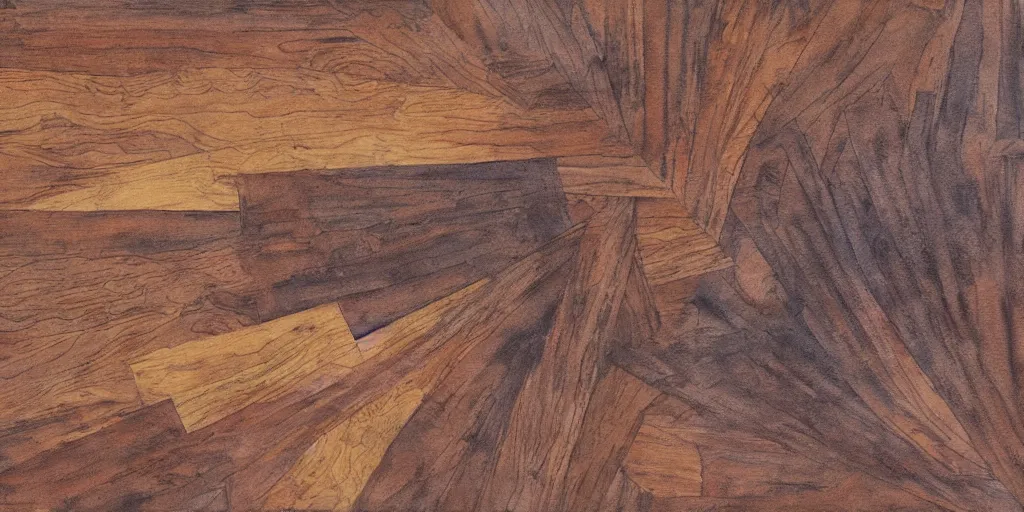 Prompt: Wood flooring pulled directly from nightmare imagery, terrible to look at, watercolor