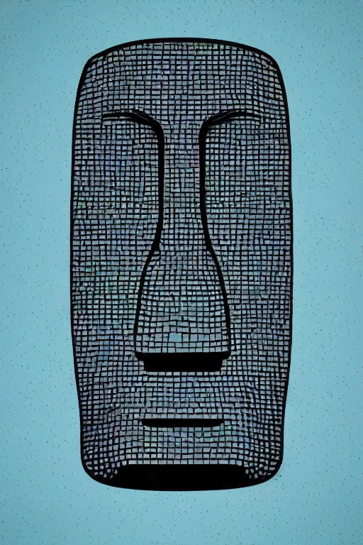 Image similar to abstract moai statue geometric cutout digital illustration cartoon colorful beeple