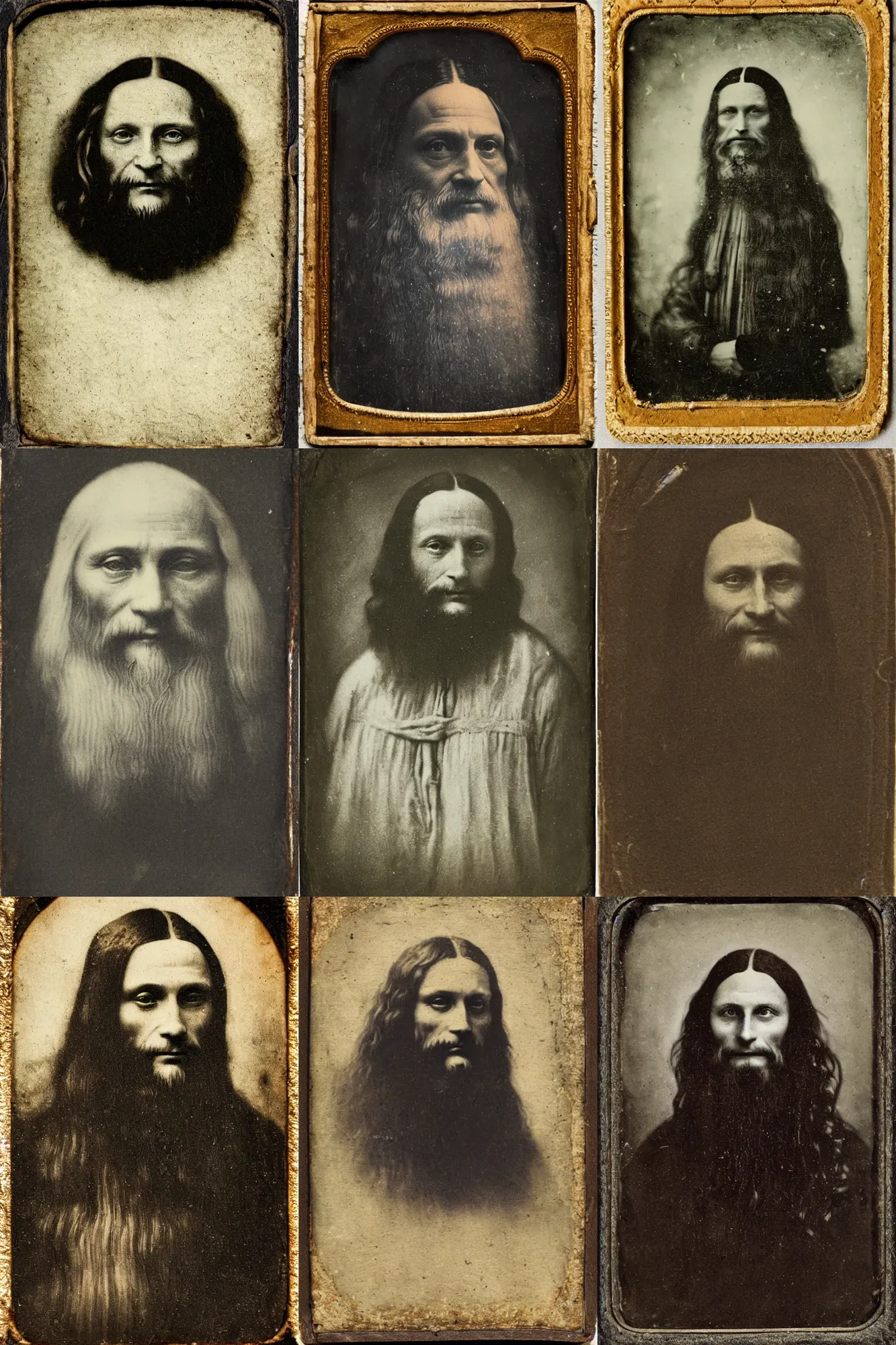 Prompt: an old tintype portrait of Leonardo da Vinci