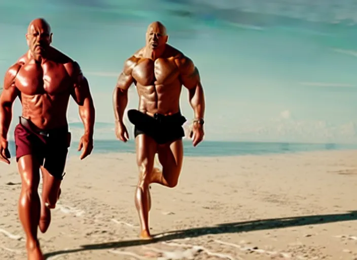 Image similar to film still of walter white as dwayne johnson in baywatch movie 2 0 1 7, 8 k