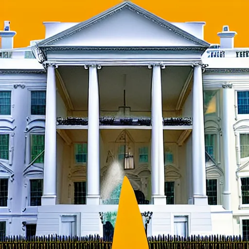 Image similar to the white house but it's made out of different cheeses