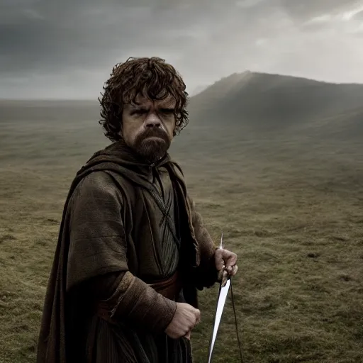 Image similar to stunning awe inspiring peter dinklage as frodo baggins movie still 8 k hdr atmospheric lighting