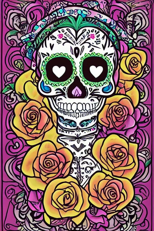 Image similar to Illustration of a sugar skull day of the dead girl, art by Tim Shumate