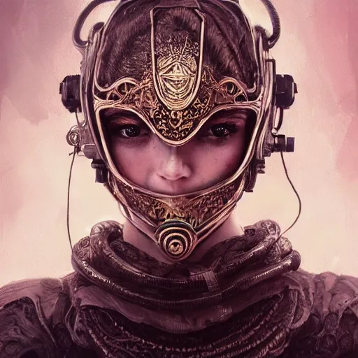 Prompt: Very very very very highly detailed epic photo of face with venetian mask, intricate, dystopian, sci-fi, extremely detailed, digital painting, artstation, concept art, smooth, sharp focus, illustration, intimidating lighting, incredible art by Artgerm and Anton Pieck