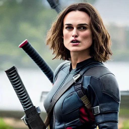 Prompt: Kiera Knightley playing cable in deadpool 2