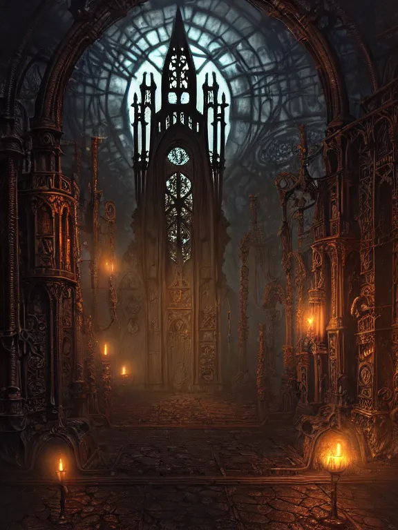 Image similar to steam necropolis, memento mori, gothic, neo - gothic, art nouveau, hyperdetailed copper patina medieval icon, stefan morrell, philippe druillet, ralph mcquarrie, concept art, steampunk, unreal engine, detailed intricate environment, octane render, moody atmospherics, volumetric lighting, ultrasharp, ominous, otherworldly