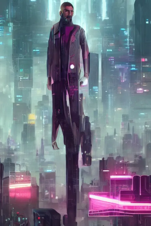 Prompt: concept art of a futuristic city citizen inspired by joi from bladerunner 2 0 4 9