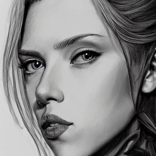 Image similar to ultradetailed sketch of scarlett johansson, loish, @ loisvb