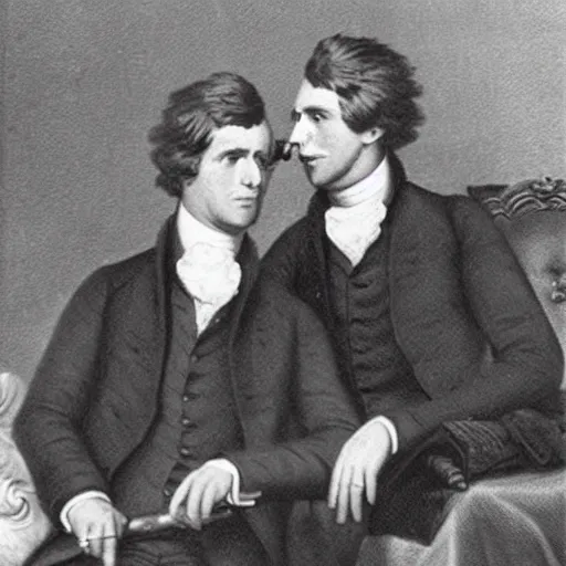 Image similar to old photograph of alexander hamllton and thomas jefferson smoking a blunt