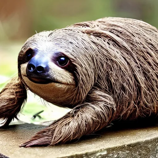 Image similar to a photo of a hybrid animal which is half sloth and half frog