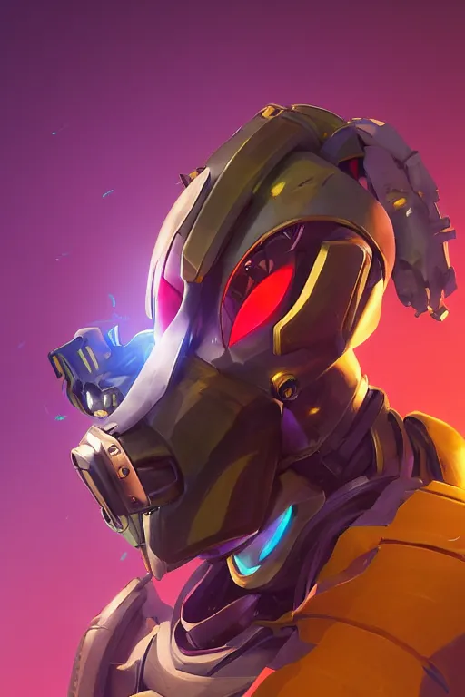 Image similar to epic mask helmet robot ninja portrait stylized as fornite style game design fanart by concept artist gervasio canda, behance hd by jesper ejsing, by rhads, makoto shinkai and lois van baarle, ilya kuvshinov, rossdraws global illumination radiating a glowing aura global illumination ray tracing hdr render in unreal engine 5