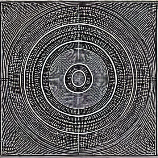 Prompt: Etching of an Ouroboros on a grid background of cellular automata, rule 110, hyperrealistic, in the style of Doré