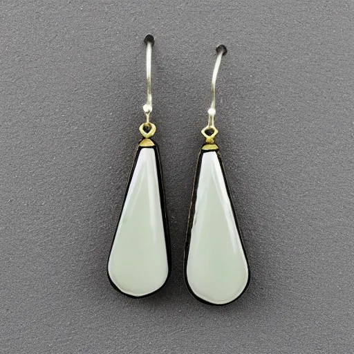 Image similar to ivory emerald porcelain enamel artnouveau earrings