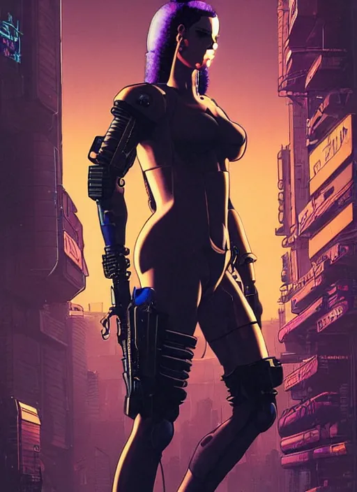 Image similar to cyberpunk mercenary. portrait by stonehouse and mœbius and will eisner and gil elvgren and pixar. realistic proportions. cyberpunk 2 0 7 7, apex, blade runner 2 0 4 9 concept art. cel shading. attractive face. thick lines.