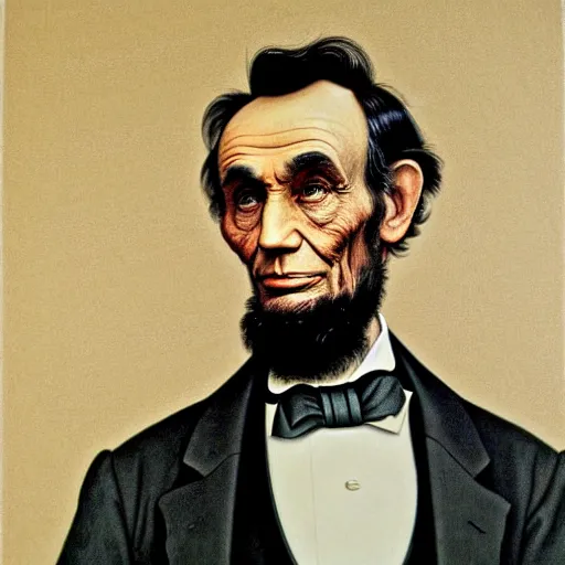 Image similar to portrait of abe lincoln by norman rockwell