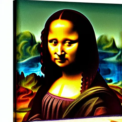 Image similar to an Afro American girl as Mona Lisa by Jacob Lawrence