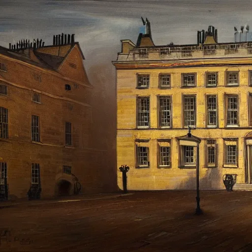 Prompt: A painting of ten downing street in the year 2080, 4k Ultra HD