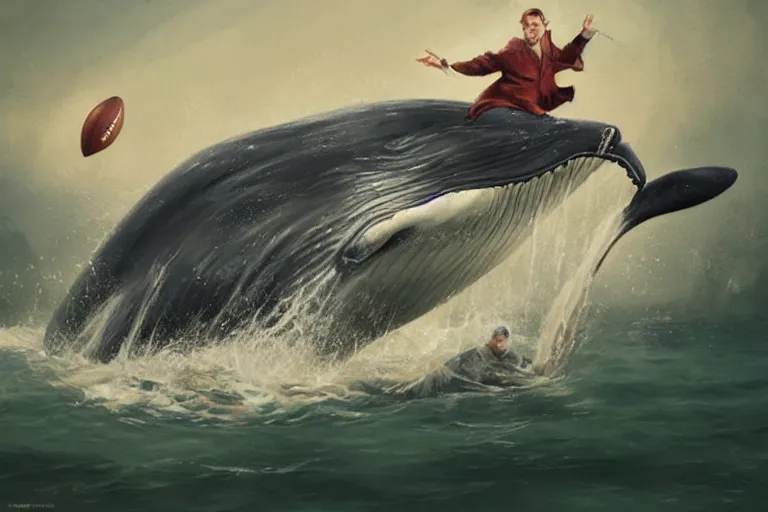 Prompt: a whale who loves nfl football by greg rutkowski, rossdraws, gil elvgren, enoch bolles, anime, very coherent