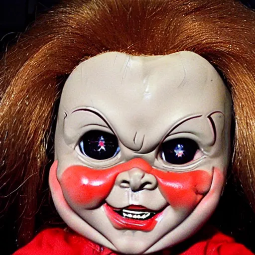 Image similar to Chucky the killer doll on sale at a garage sale