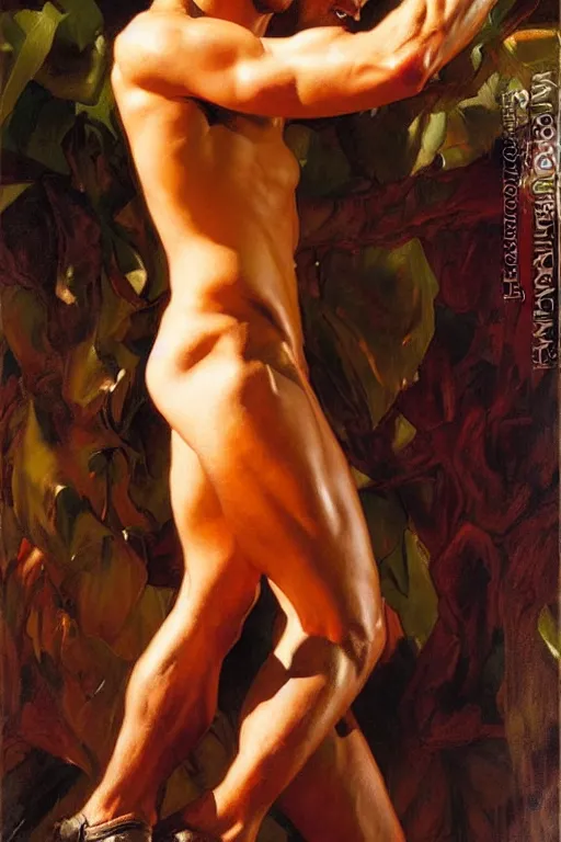 Image similar to muscular male painter, greenhouse studio painting by gaston bussiere, craig mullins, j. c. leyendecker, tom of finland