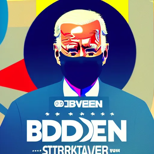 Image similar to Joe Biden enters the metaverse, cyberpunk, striking, colorful, impactful, artstation