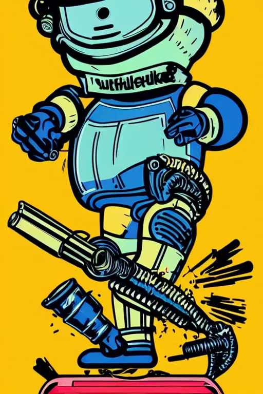 Image similar to fallout 7 6 retro futurist illustration art by butcher billy, sticker, colorful, illustration, highly detailed, simple, smooth and clean vector curves, no jagged lines, vector art, smooth andy warhol style