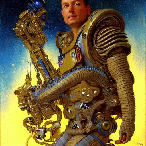 Image similar to portrait of a snake with human face wearing a space suit. shadowrun furaffiniy cyberpunk fantasy highly detailed painting by gaston bussiere craig mullins jc leyendecker gustav klimt artgerm greg rutkowski john berkey, bergey, craig mullins, ruan jia, raymond swanland, jeremy mann, tom lovell, alex malveda