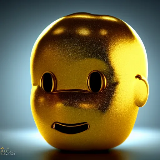 Image similar to full head shot of sad golden emoji, trending on artstation, octane render, insanely detailed, 8 k, hd