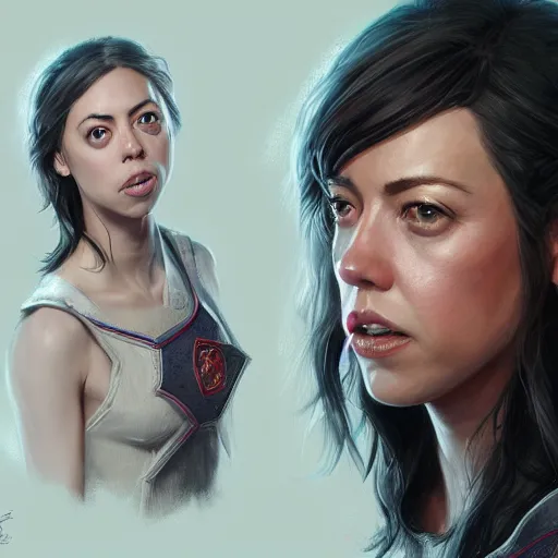 Image similar to aubrey plaza, d & d, fantasy, portrait, highly detailed, digital painting, trending on artstation, concept art, sharp focus, illustration, art by artgerm and greg rutkowski and magali villeneuve