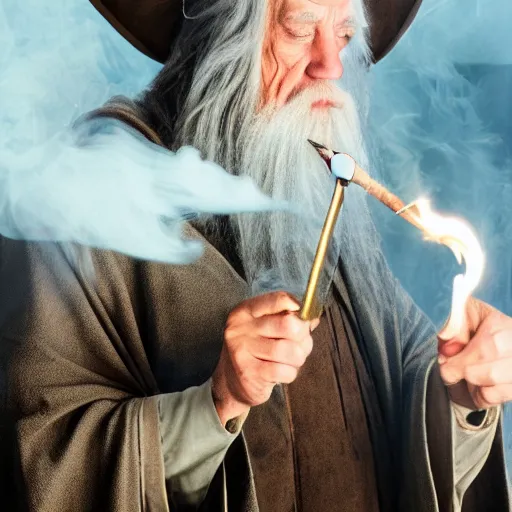 Image similar to gandalf blowing smoke circles