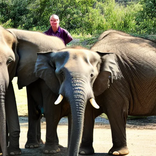 Image similar to a couple of people standing next to an elephant