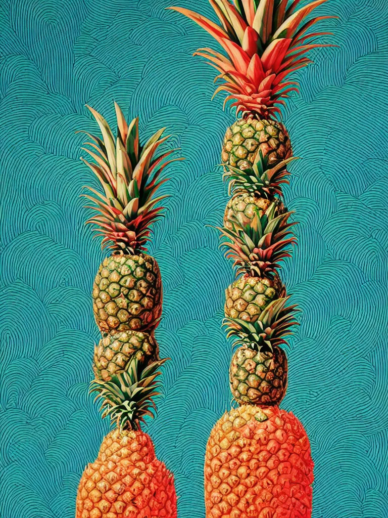 Prompt: symmetry!!! stunning!! portrait of a vase with pineapples and coral!, by victo ngai and james jean, kilian eng vibrant colours, dynamic lighting, digital art, winning award masterpiece, fantastically beautiful, illustration, aesthetically inspired by beksinski and dan mumford, trending on artstation, art by greg rutkowski, 8 k