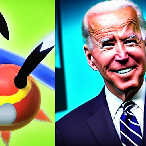 Prompt: joe biden as a pokemon trainer, he has legendary pokemon, cinematic, award winning composite photography