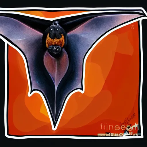 Image similar to neotropical fruit bat, digital art, high quality, illustration, museum, oil painting, sticker,