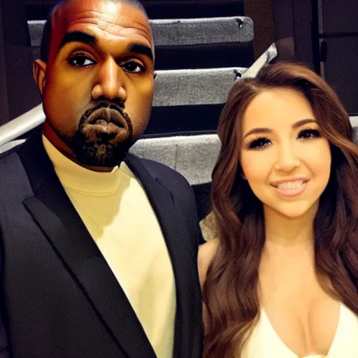 Image similar to pokimane and kanye west