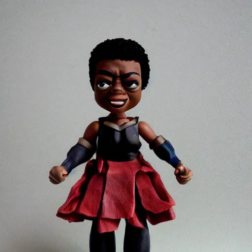 Image similar to maya angelou cosplay kunta kinte, stop motion vinyl action figure, plastic, toy, butcher billy style