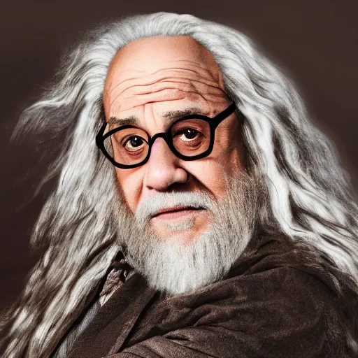 Image similar to danny devito starring as gandalf the white in the 2 0 2 4 lord of the rings movie, full body, hyper realistic, high quality, wide angle, always sunny in philadelphia